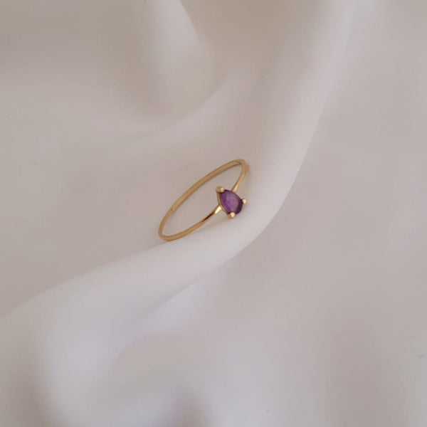 ANEL PIETRA GOTA AMETISTA OURO 18K