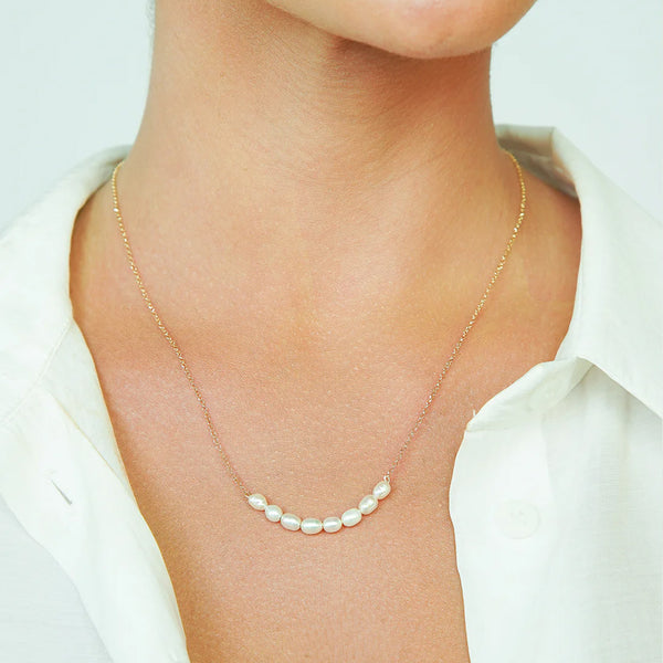 COLAR PEROLA LONGO OURO 18K
