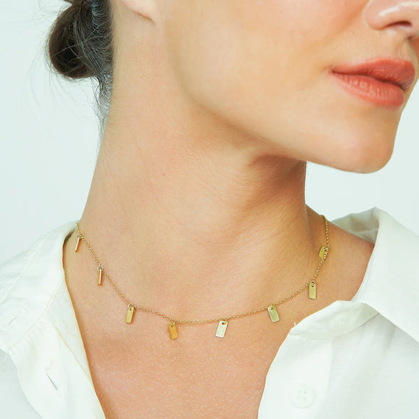 COLAR PLAQUINHAS OURO 18K