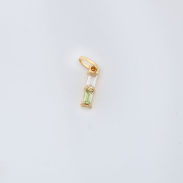 PINGENTE MILANO DUE SAFIRA BRANCA E PERIDOTO OURO 18K